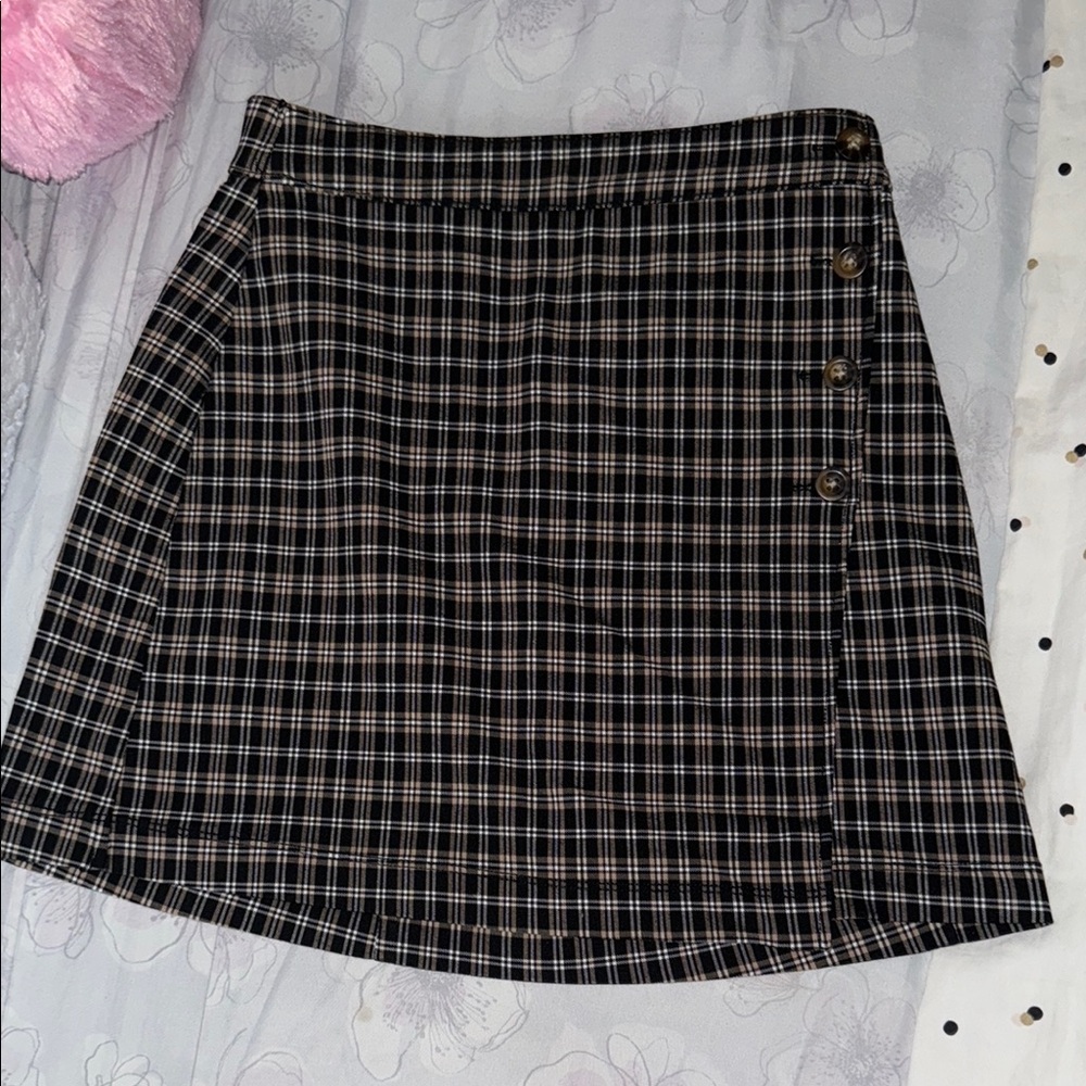 Holiste Black and Gray A-Line Mini Skirt for Casual Wear
